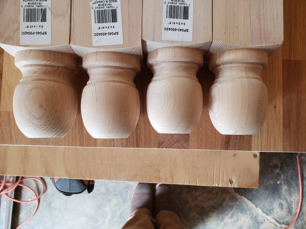 butcher block island newel post legs