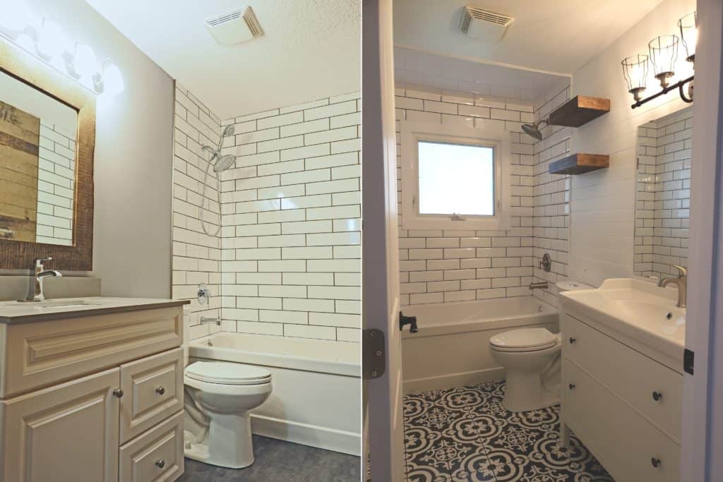 large subway tile tub