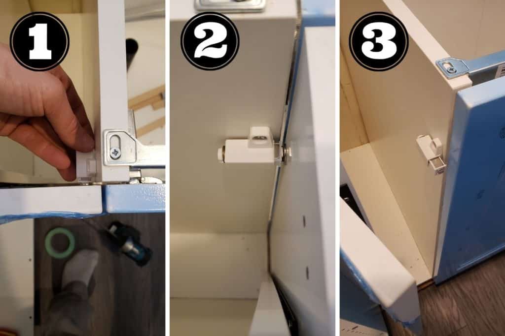 hidden IKEA storage cabinet latch